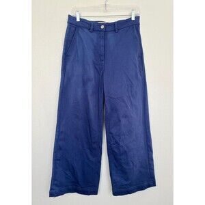 Everlane Wide Leg Crop Pants Blue Cotton Minimalist High Rise Women's Size 6